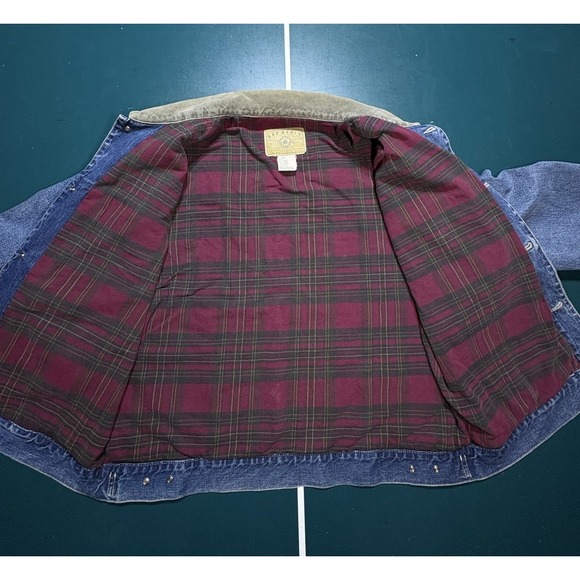 VTG Gap Denim Barn Jacket Chore Flannel Lined Men XL Corduroy Collar Trucker 90s - Picture 9 of 13